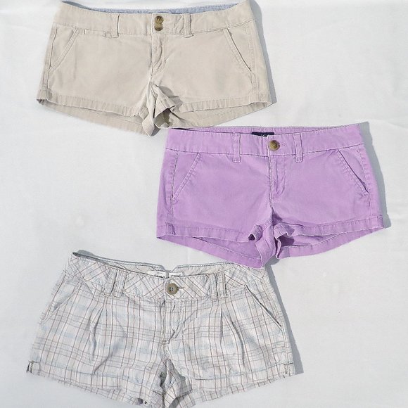 American Eagle Outfitters & Aeropostale Pants - Lot of 3 Women's 2 & 5/6 (Actual 30.5" x 2.5") AEO & Aeropostale Shortie Shorts